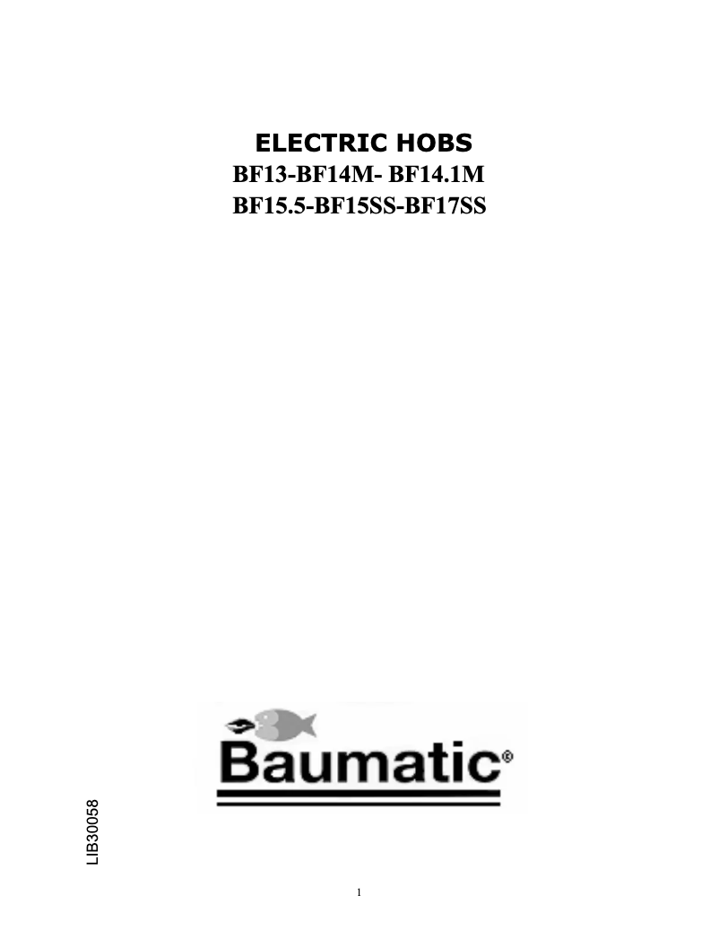 First page image of the manual for BF15SS