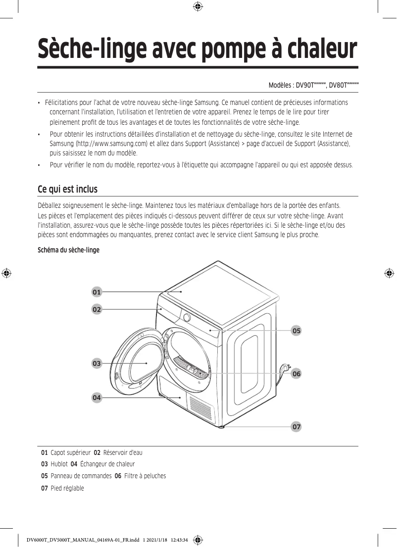 Page 1 of the manual User Manual Samsung DV90T5240AW