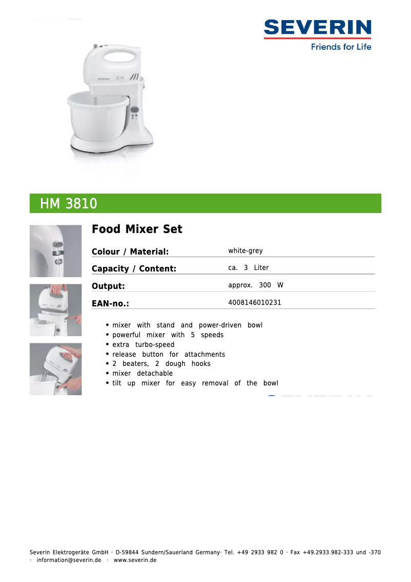 First page image of the manual for HM 3810