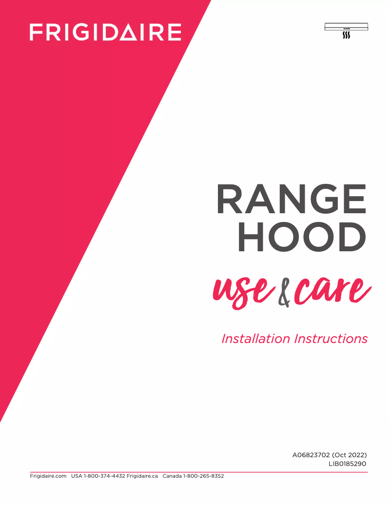 First page image of the manual for FCVW3052AB