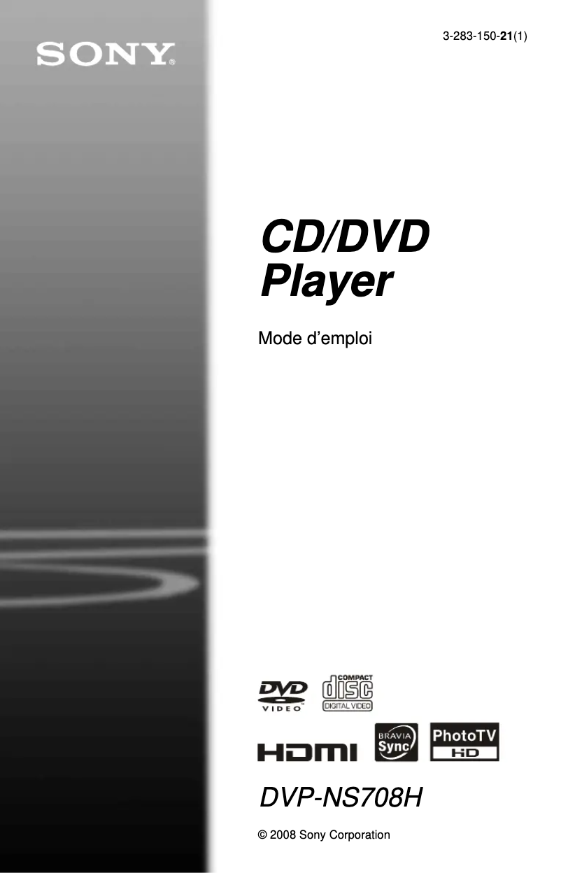 Page 1 of the manual User Manual Sony DVP-NS708H