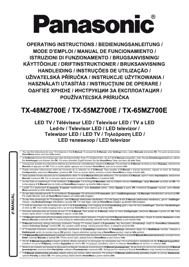 Page 1 of the manual User Manual Panasonic TX-65MZ700E