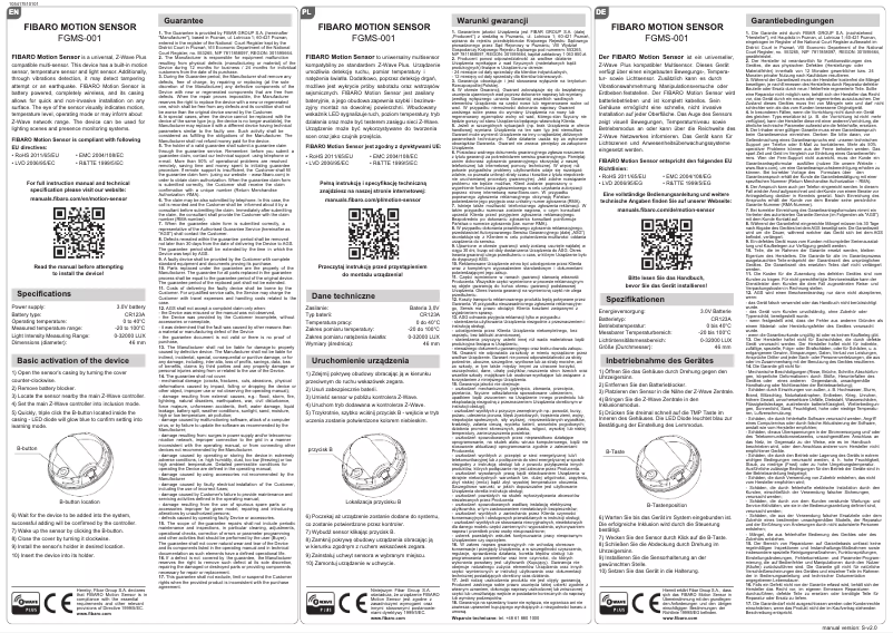 Page 1 of the manual User Manual Fibaro FIBEFGMS-001-ZW5