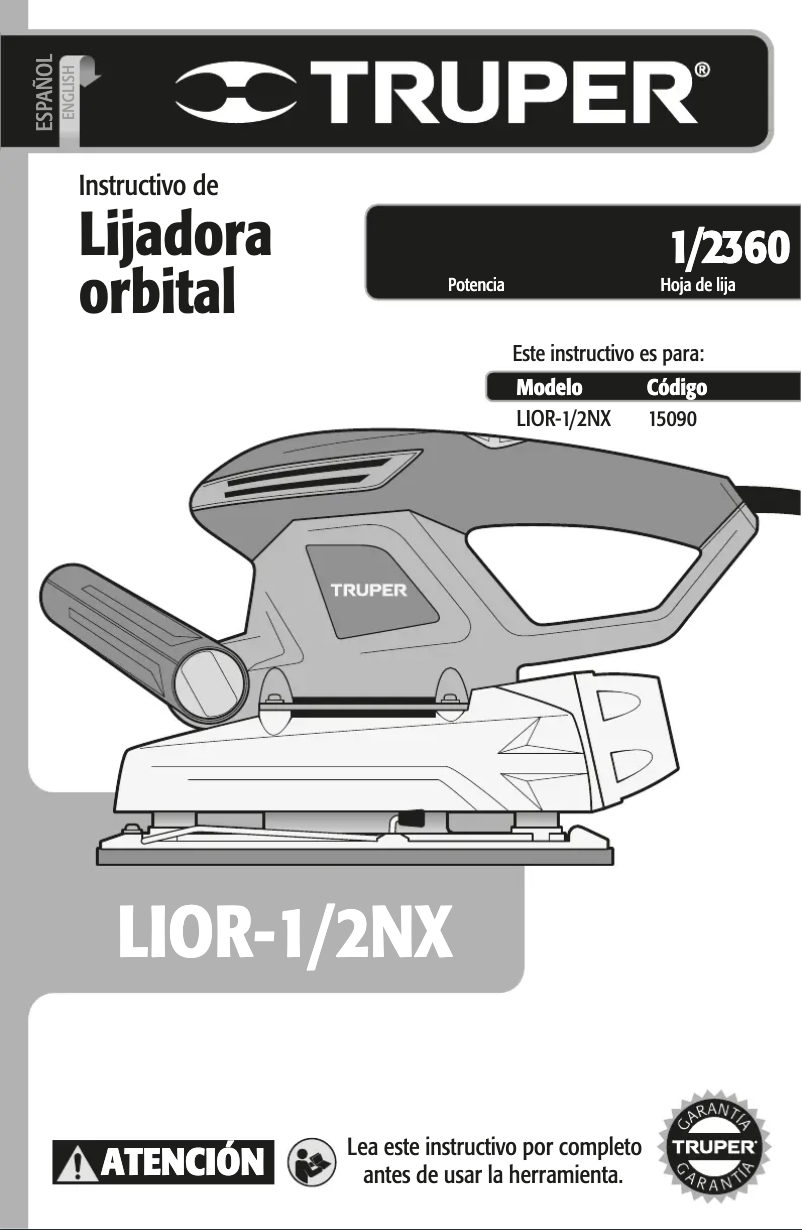 Page 1 of the manual User Manual Truper LIOR-1/2NX
