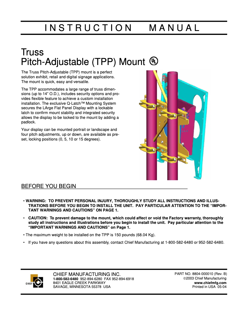 Page 1 of the manual User Manual Chief TPP2534