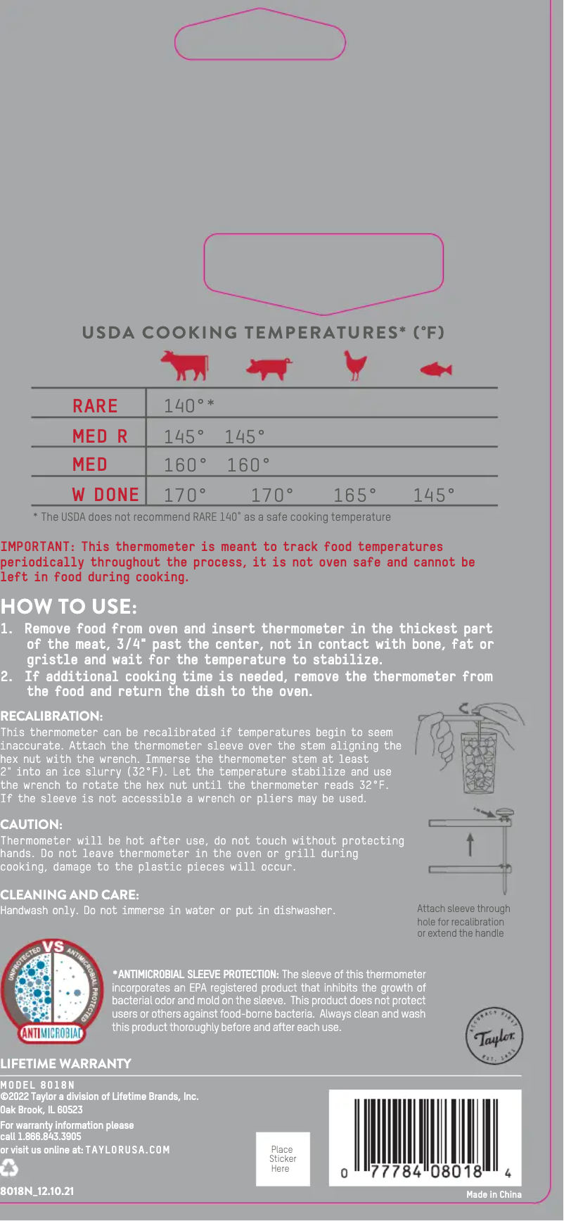Page 1 of the manual User Manual Taylor 8018N