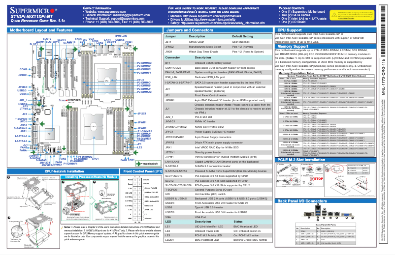 Page 1 of the manual Quick Start Guide Supermicro X11DPi-N
