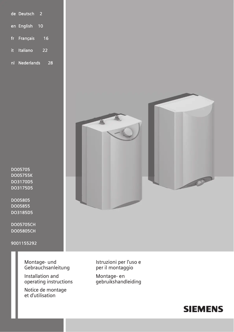 Page 1 of the manual User Manual Siemens DO05855