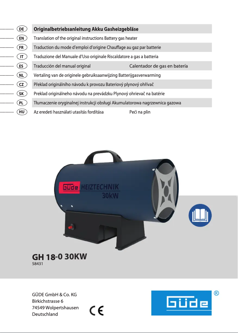 First page image of the manual for GH 18-0 30KW