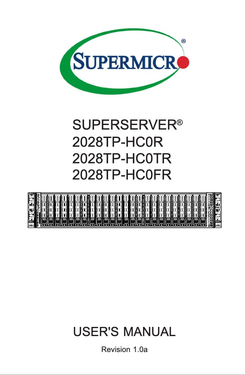 First page image of the manual for SuperServer 2028TP-HC0TR