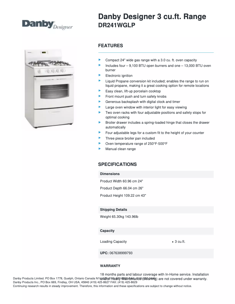 First page image of the manual for DR241WGLP