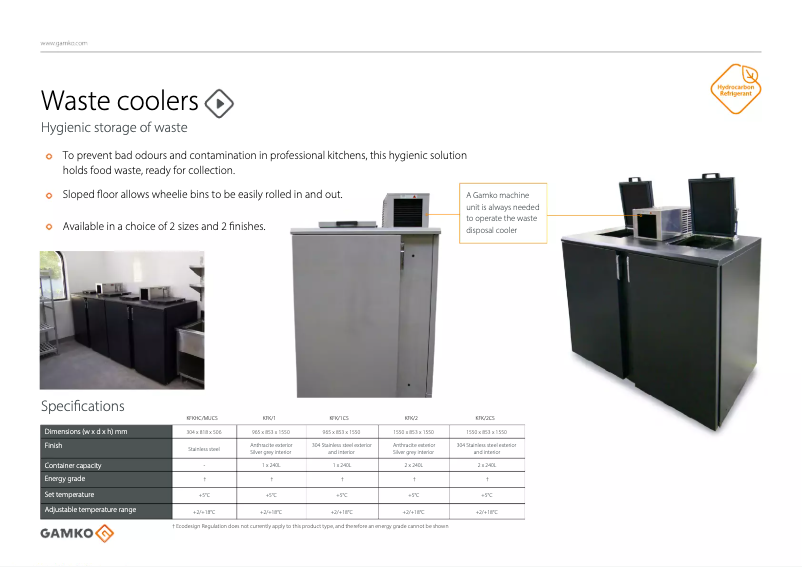 Page 1 of the manual Brochure Gamko KFKHC/MUCS