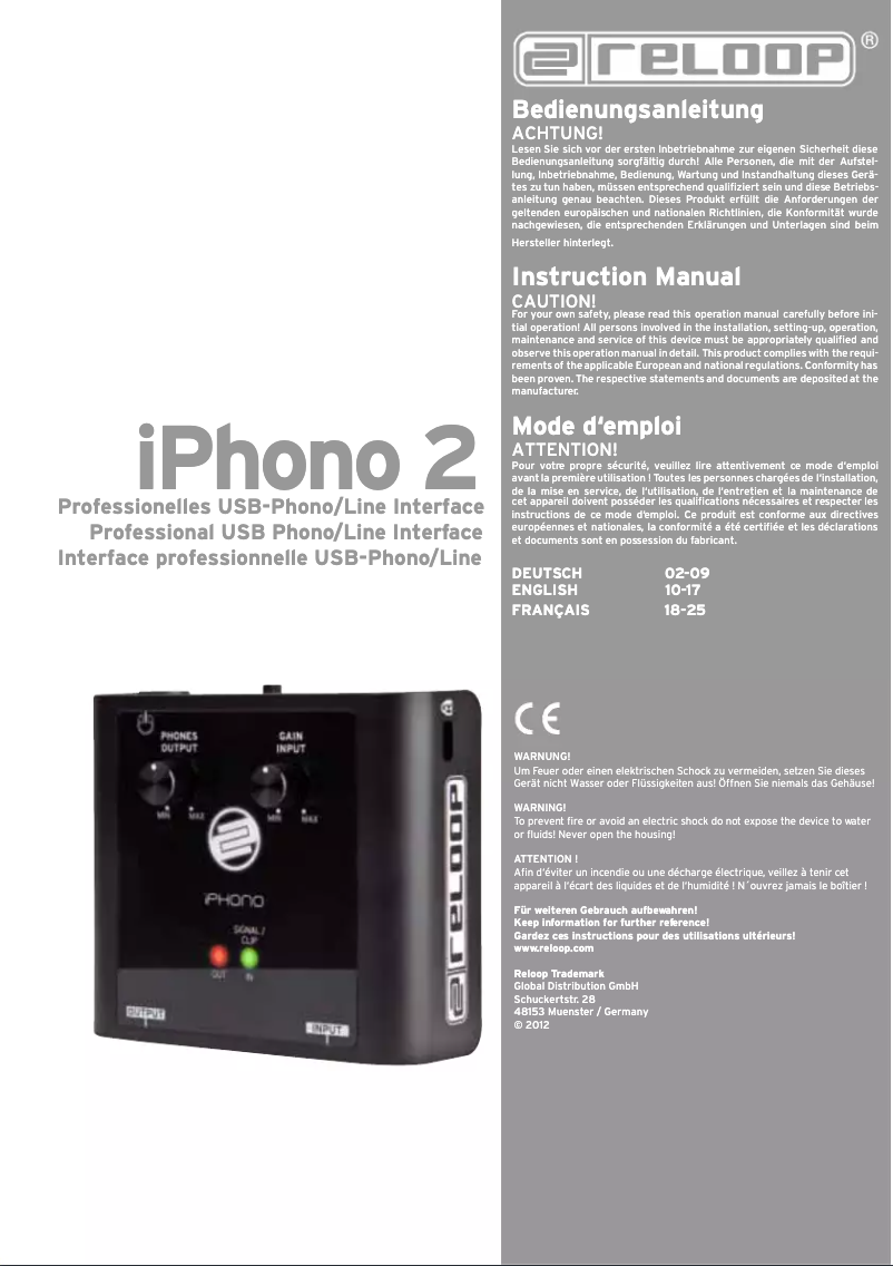 First page image of the manual for iPhono 2