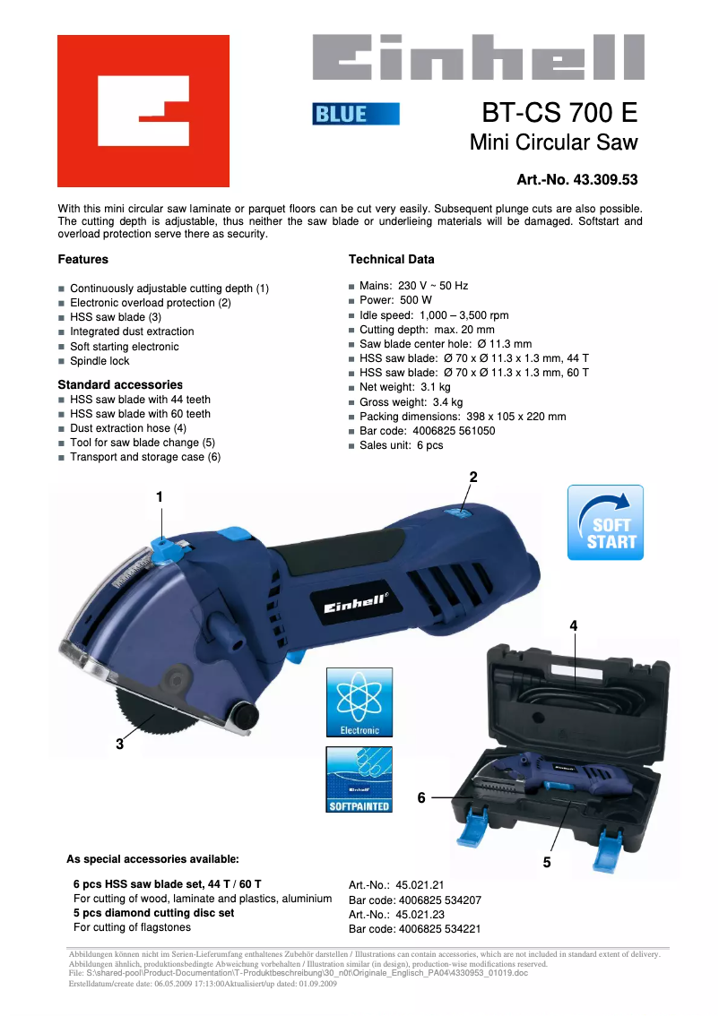 Page 1 of the manual User Manual Einhell BT-CS 700 E