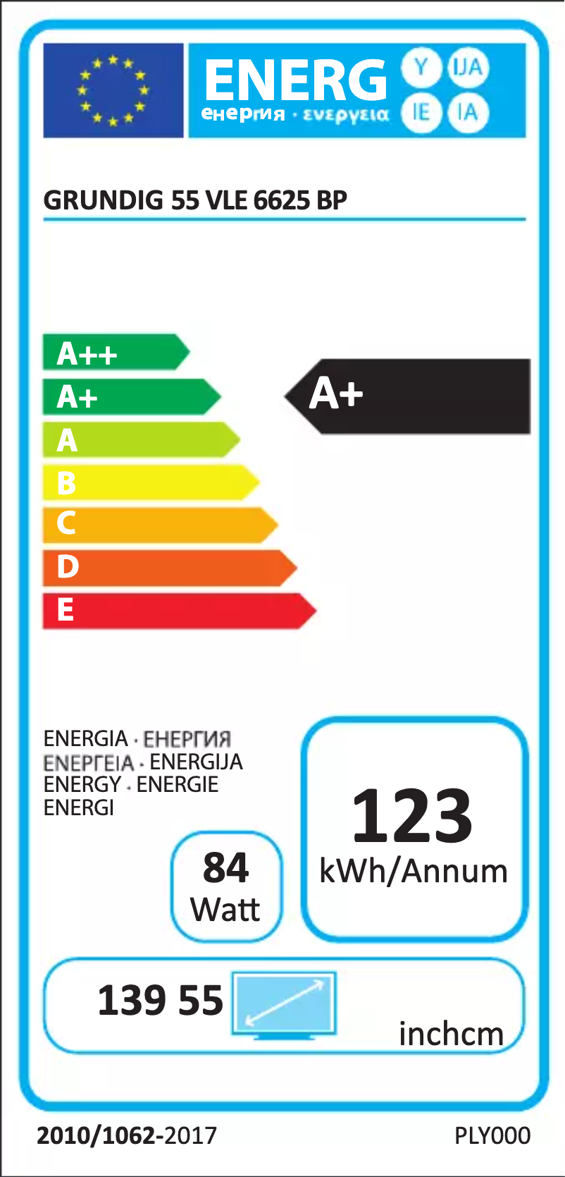 First page image of the manual for 55 VLE 6625 BP