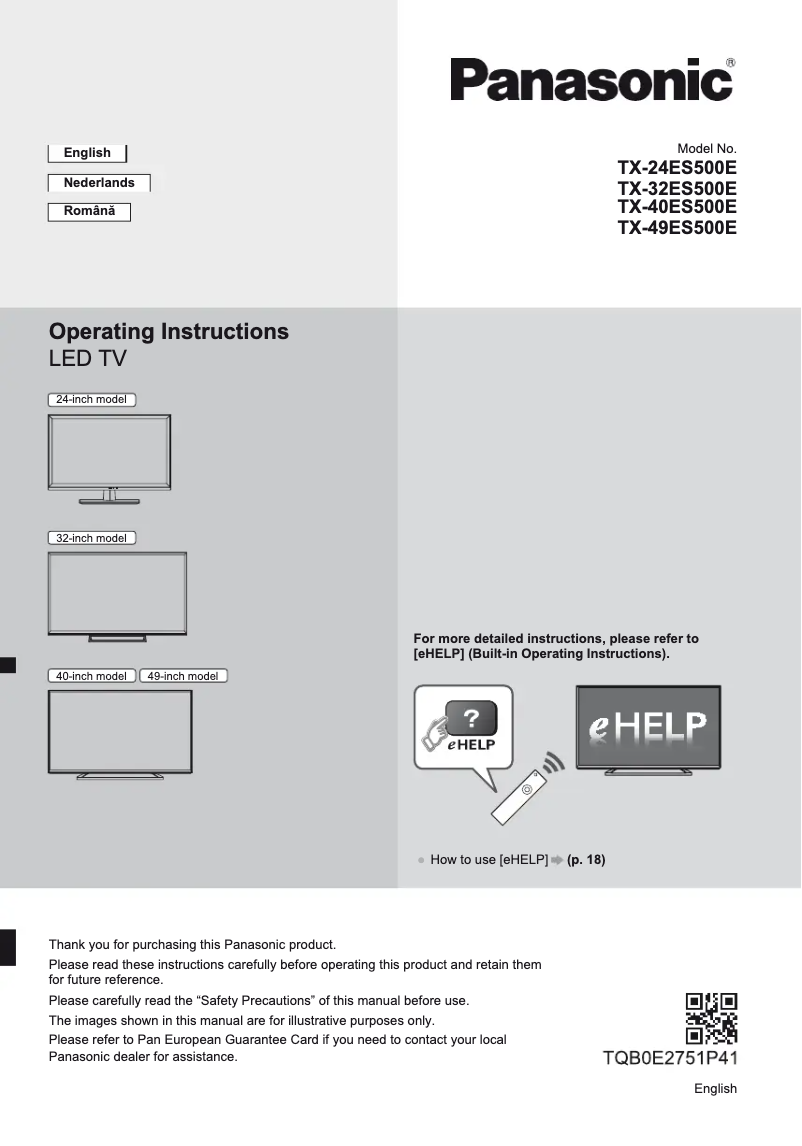 First page image of the manual for TX-40ES500E