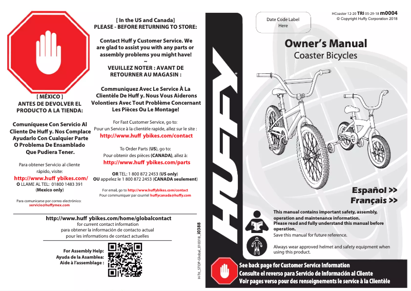 Page 1 of the manual User Manual Huffy Cars 3 16"