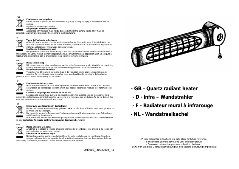 First page image of the manual for QH 3015