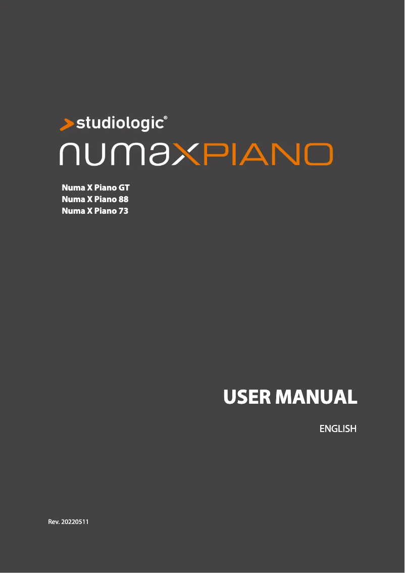 Page 1 of the manual User Manual Studiologic Numa X Piano 88