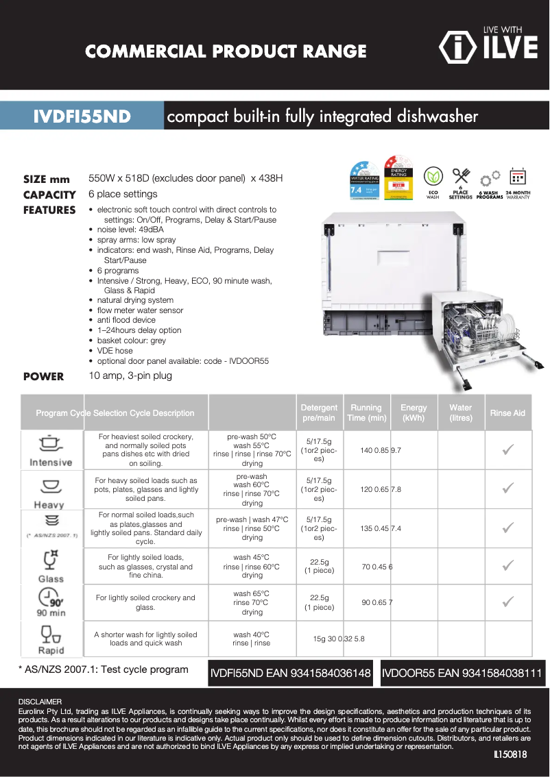 First page image of the manual for IVDFI55ND