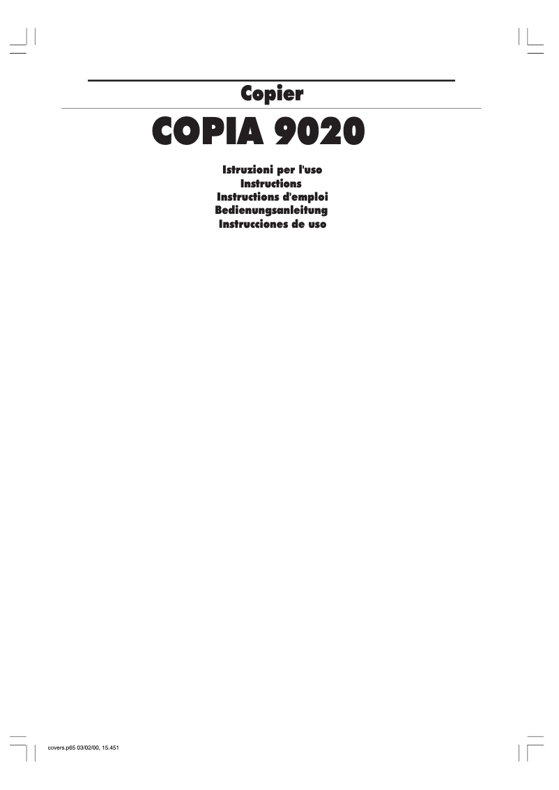 First page image of the manual for Copia 9020
