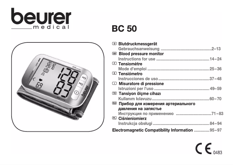 Page 1 of the manual Instruction Manual Beurer BC 50
