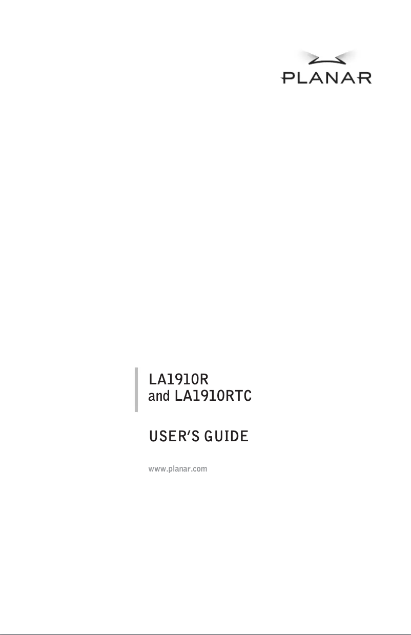 Page 1 of the manual User Manual Planar LA1910R