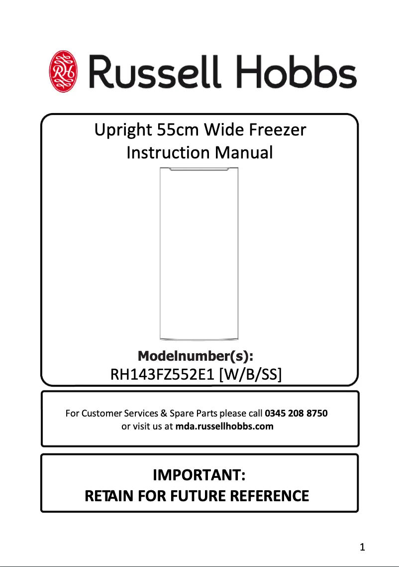 First page image of the manual for RH143FZ552E1