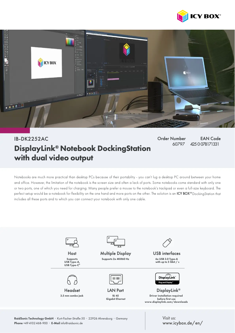 First page image of the manual for IB-DK2252AC