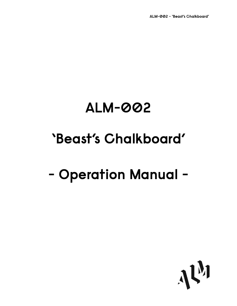 First page image of the manual for Beast's Chalkboard ALM-002