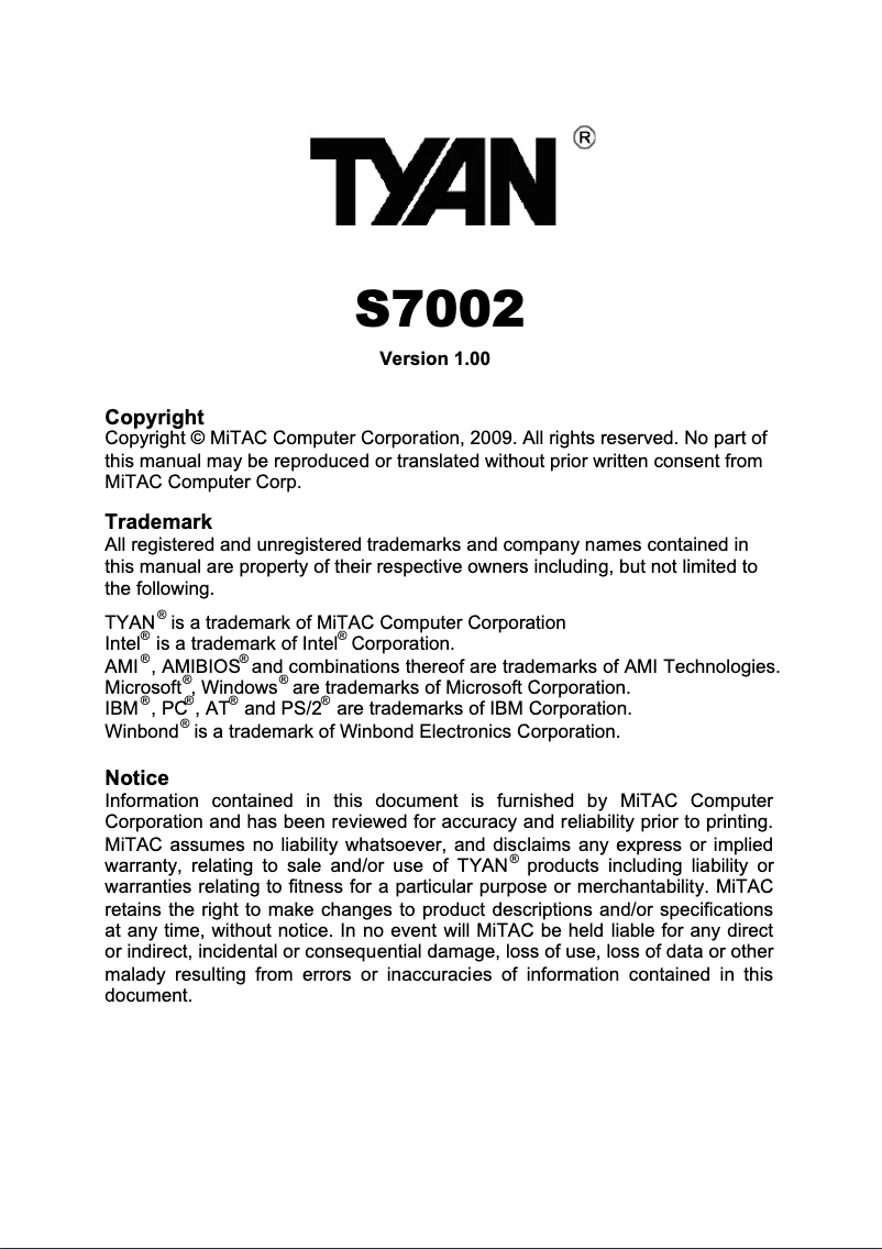 First page image of the manual for S7002