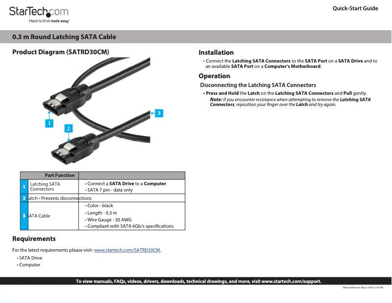 Page 1 of the manual User Manual StarTech.com SATRD30CM