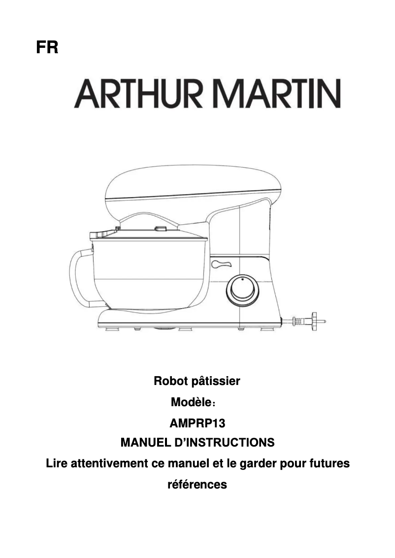 Page 1 of the manual User Manual Arthur Martin AMPRP13