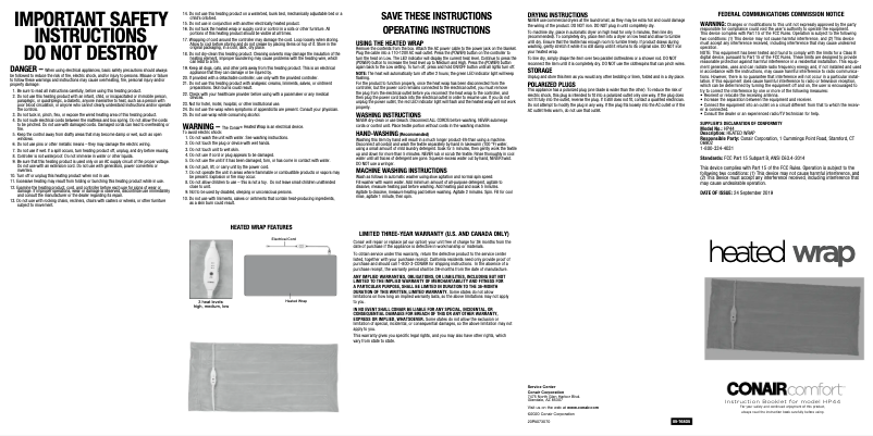 Page 1 of the manual User Manual Conair HP44