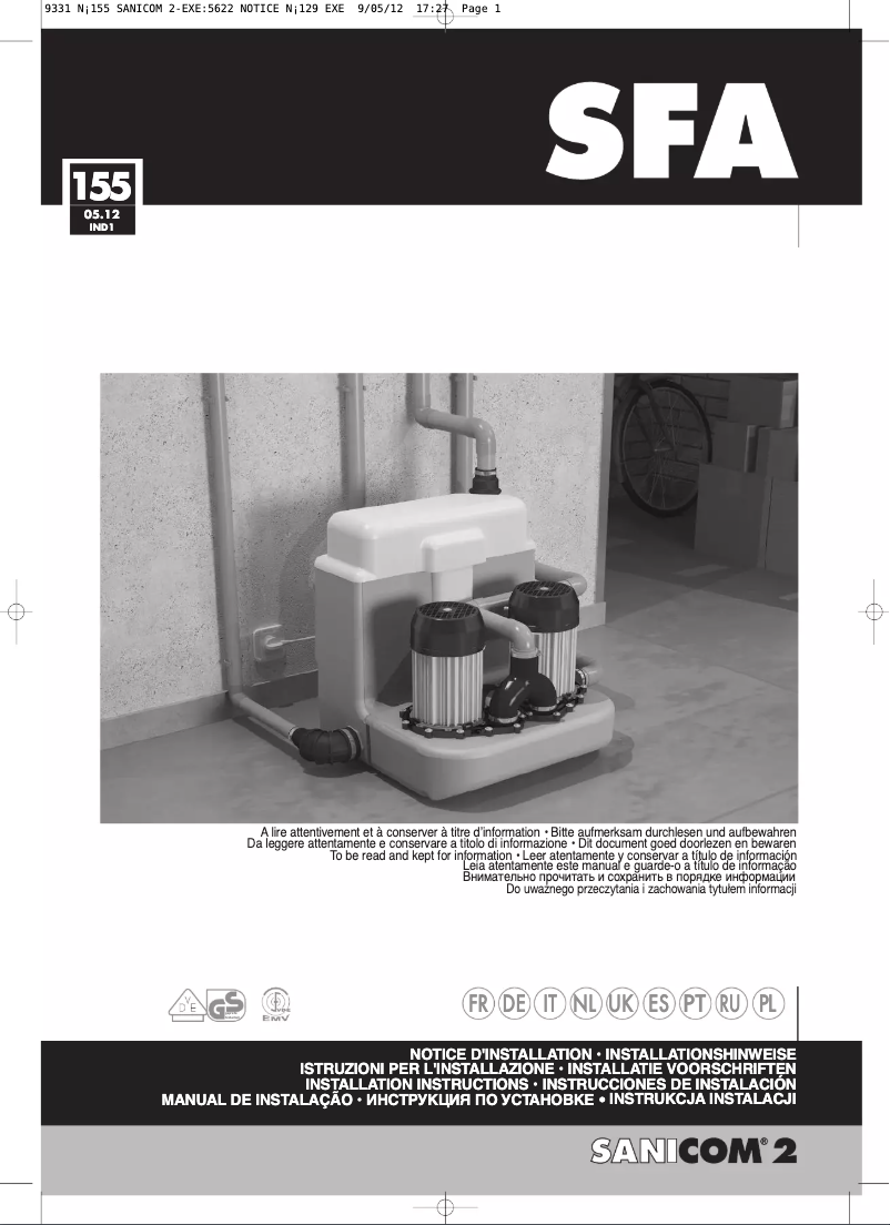 Page 1 of the manual User Manual Sanibroyeur Sanicom 2 Expert-line