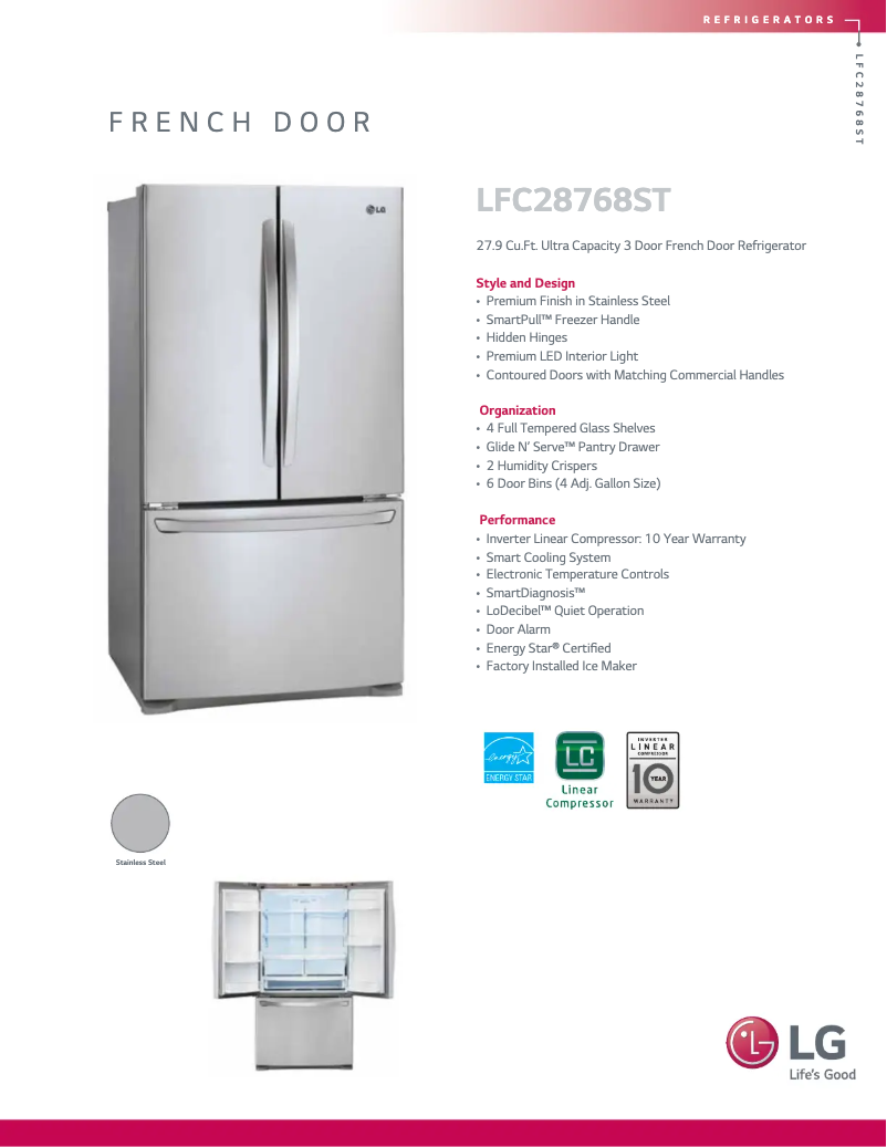 Page 1 of the manual Technical Sheet LG LFC28768ST