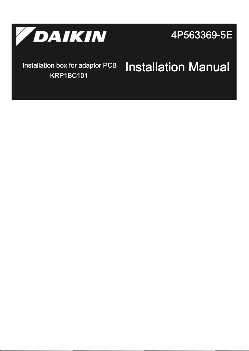 Page 1 of the manual User Manual Daikin KRP1BC101