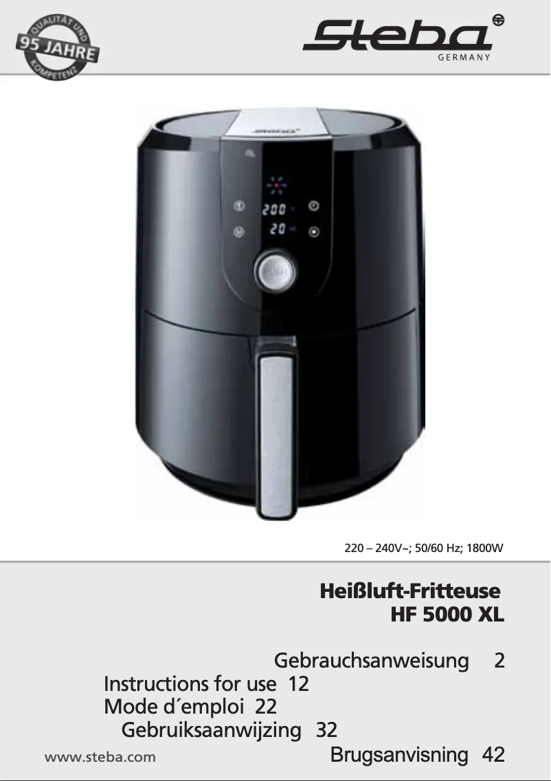 Page 1 of the manual User Manual Steba HF 5000 XL