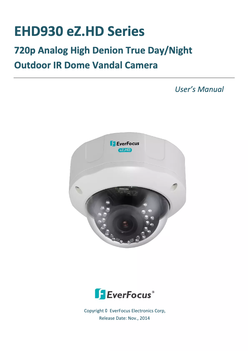 First page image of the manual for EHD930