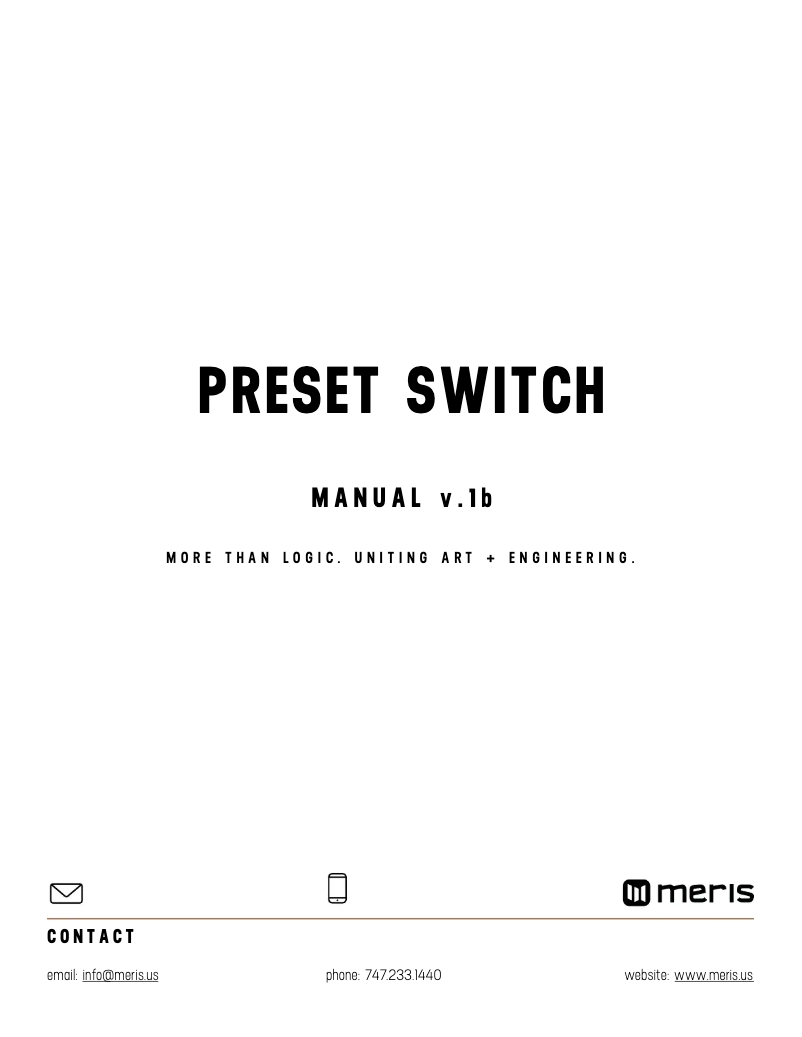 First page image of the manual for Preset Switch