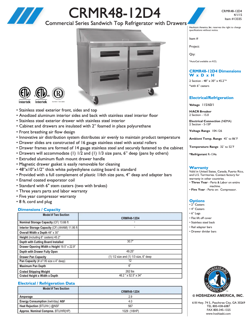 First page image of the manual for CRMR48-12D4