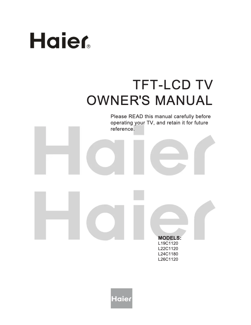 Page 1 of the manual User Manual Haier L26C1120