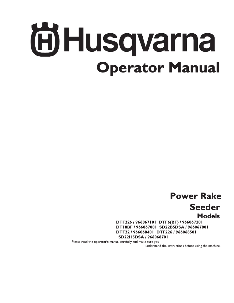 Page 1 of the manual User Manual Husqvarna SD22H