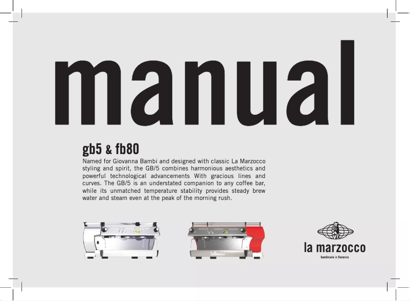 Page 1 of the manual User Manual La Marzocco GB5