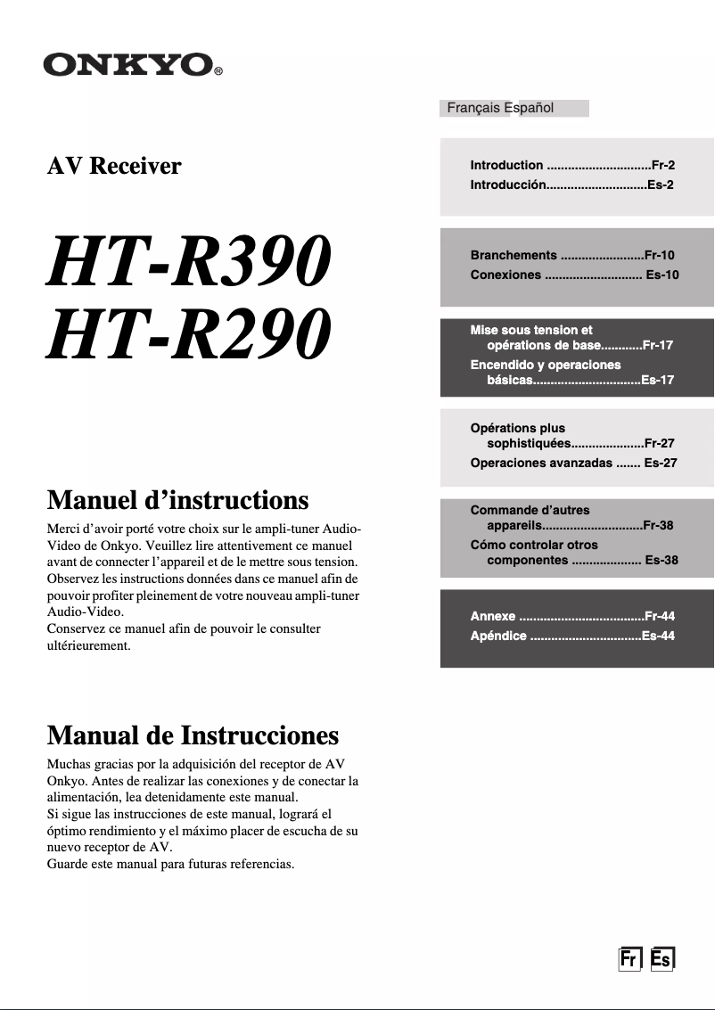 Page 1 of the manual User Manual Onkyo HT-R390
