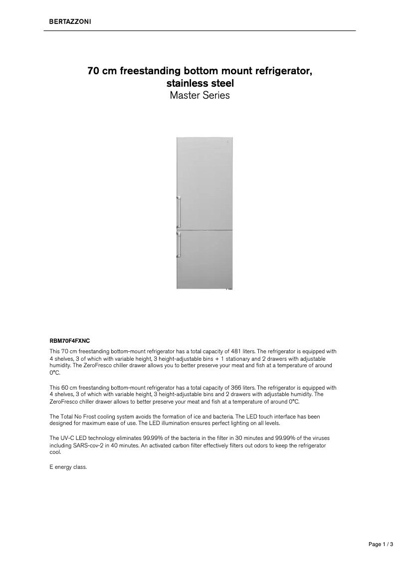 First page image of the manual for RBM70F4FXNC