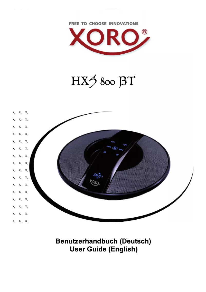 Page 1 of the manual User Manual Xoro HXS 800 BT