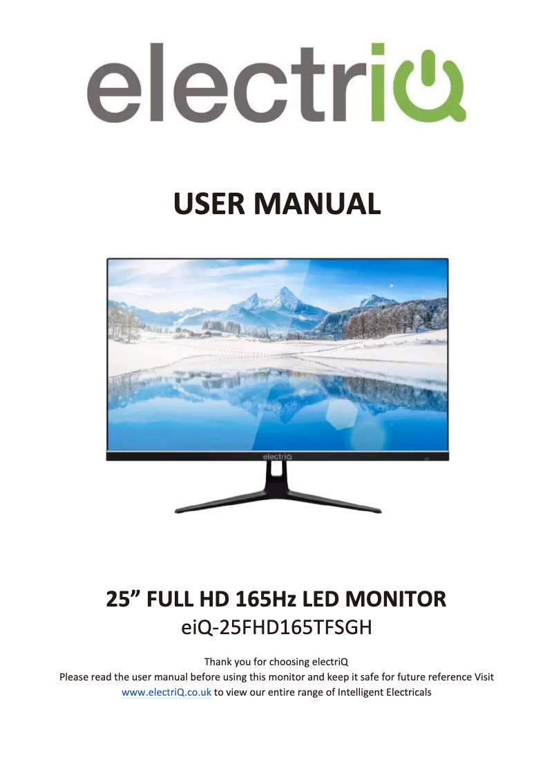 Page 1 of the manual User Manual ElectriQ eiQ-25FHD165TFSGH