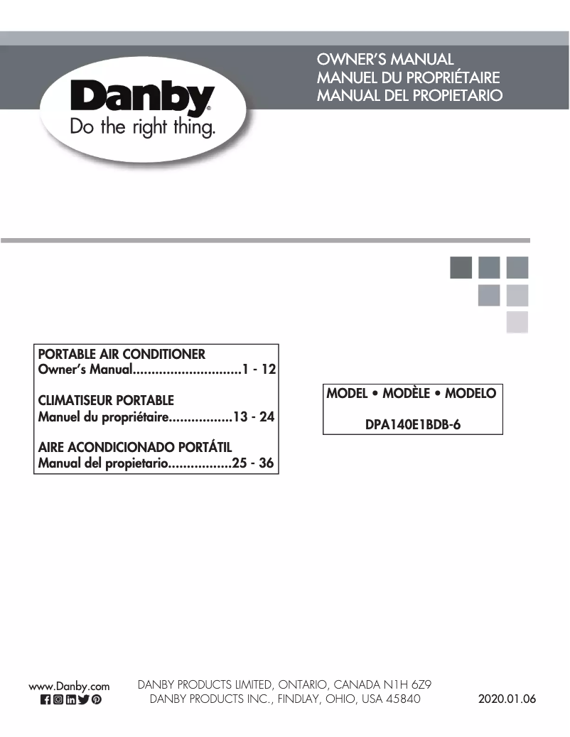 First page image of the manual for DPA140E1BDB-6