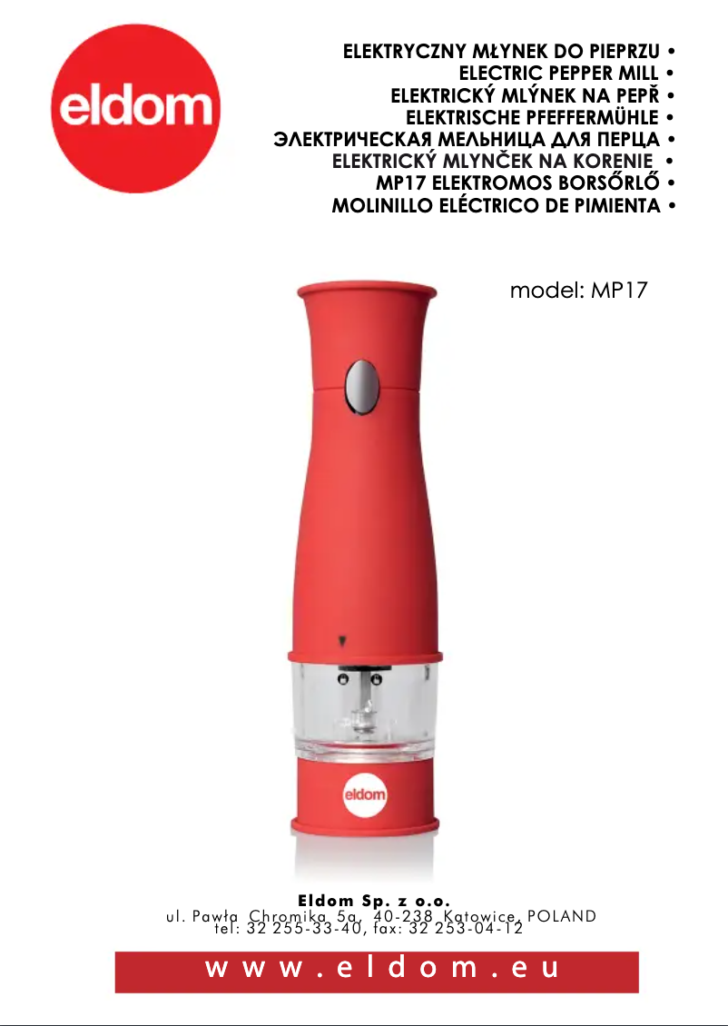 Page 1 of the manual User Manual Eldom MP17